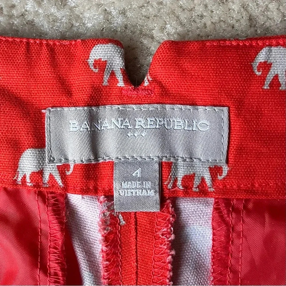 Banana Republic Women's Orange Elephant Themed Chino Shorts - Size 4 - VGUC - Picture 2 of 9